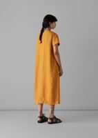 Rounded Garment Dyed Linen Dress | Marigold