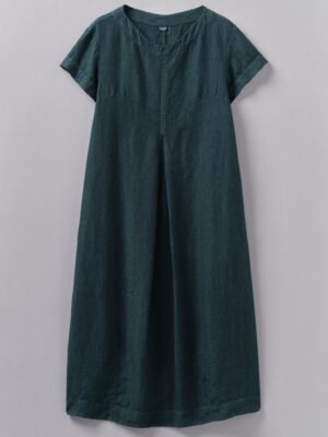 Rounded Garment Dyed Linen Dress | Puck