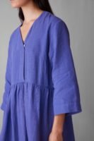 V-Neck Garment Dyed Linen Dress | Bilberry