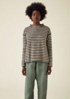 Stripe Alpaca Wool Sweater | Ecru/Charcoal