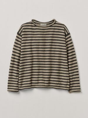 Stripe Alpaca Wool Sweater | Ecru/Charcoal