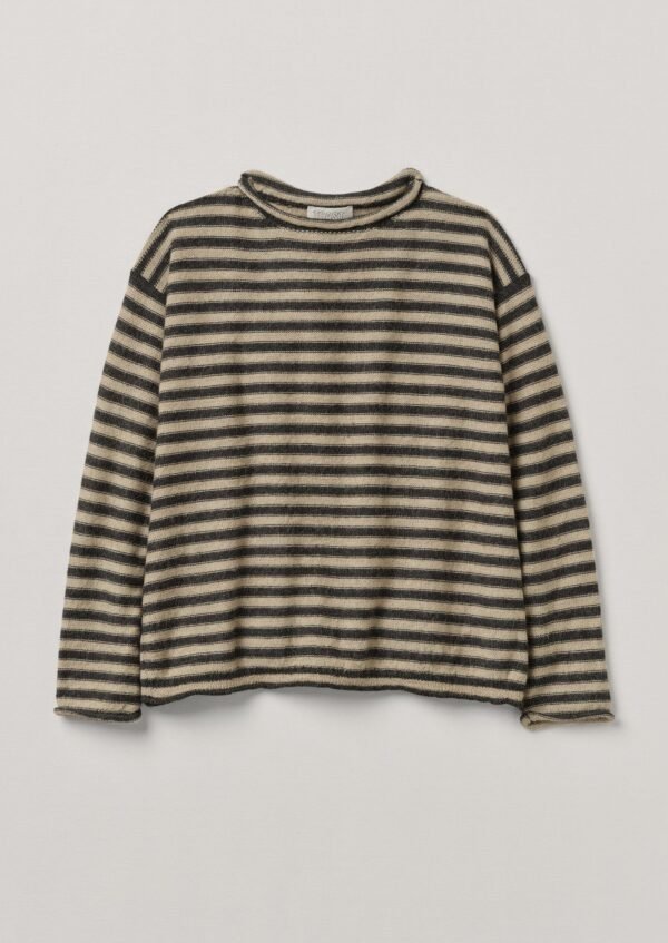 Stripe Alpaca Wool Sweater | Ecru/Charcoal