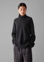 Roll Neck Wool Cashmere Sweater | Charcoal