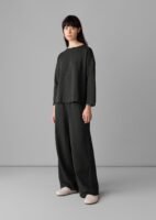 Loop Back Jersey Wide Leg Pants | Charcoal