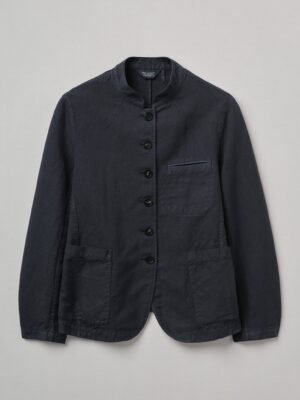 Garment Dyed Cotton Linen Neat Jacket | Slate Navy