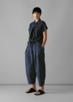 Bronwen Stripe Cotton Pants | Navy/Ecru