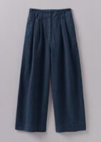 Hemp Cotton Paper Bag Pants | Dark Chambray Blue