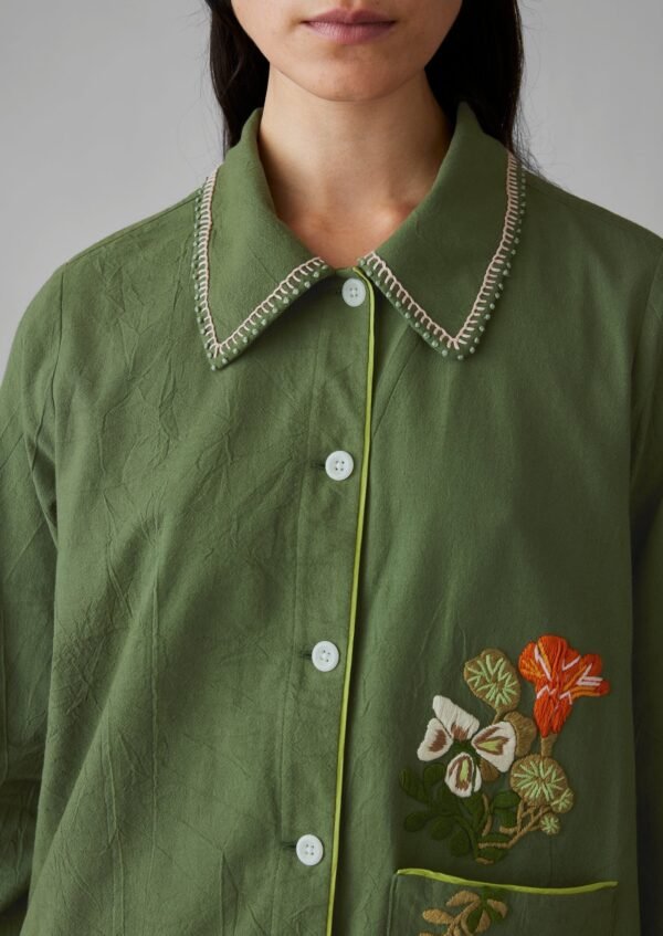 Floral Embroidered Cotton Shirt | Juniper