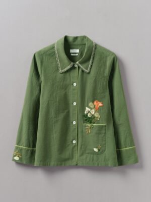 Floral Embroidered Cotton Shirt | Juniper