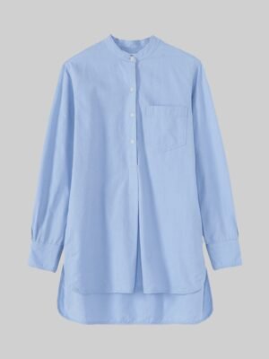 Taro Cotton Oxford Long Shirt | Chambray